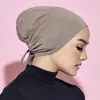 민족 의류 패션 프리미엄 저지 무슬림 내부 모자 스트레치 hijab 밧줄 조절 가능한 여성 ulscarf 단색 이슬람 터번