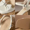 Sandaler Bow Chunky Women High Heels Summer Fashion Open Toe Slippers 2023 Sexig klänning Party Pumpar Shoes Flip Flop