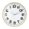 Horloges de table de bureau Revese Numbers Insolite Run Backwards Horloge murale pour salon L'horloge dans le sens contraire des aiguilles d'une montre Sweep Sweep Wall Watch Home Decor 230614