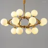 Lustres Post Modern Glass Globes Shades Led Lustre Lustre Or Pendentif Luminaires Foyer Luminarais Lamparas