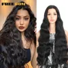 Woman Synthetic Lace Wigs For Black Women 28 Inch Deep Wave Hair Wig Natural Hairline Green Long Wavy Cosplay Wig 230524