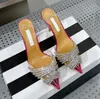 PVC transparent talons hauts sandales diamant ruban cross-liset banquet mariage vacances femelle Crystal chaussures à talons hauts avec boîte