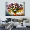 Textured Handmade Oil Painting Cityscapes Canvas Art Lilac and Camomiles Modern Flowers Dining Room Decor