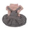 Hundkläder Boygirl Dog Dress Sweater Rem Houndstooth Design Pet Hoodie Autumnwinter Clothing Apparel For Dogs 230614