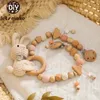 Rattles Mobiles Lets Make Baby Wooden Gym Stroller Bunny Hanging Pendant Toy Crochet Animal Bead Bracelet Infant Crib Mobile Rattle 230615