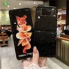 Samsung Galaxy katlama z flip3 flip4 5g dayanıklı ince tam koruyucu yumuşak tampon parıltı katı kabuk şok geçirmez