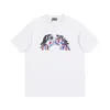 夏のメンズTシャツシンプルなカラフルな手描きのスケッチプリント高ウェイトコットンファブリックトップカジュアルな快適な男性と女性と同じ段落を持つ女性