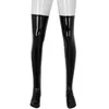 Sexiga Socks Night Club Latex Stockings Ladies Black Faux Leather Lår High Media's Long Plus Size Over Knee 230614