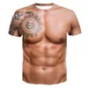 Vivid 3D Muscle Imprimé T-shirt à manches courtes pour homme T-shirt imprimé 3D Muscle T-shirts d'été