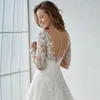 Wedding Dress Classic Full Sleeves Vestidos De Novia Tulle Appliques A-line V-neck Bridal Gown Custom Made Robe Marriage