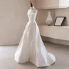 Wedding Dress Elegant A-Line Strapless Ball Gown Sleeveless Lace Up Satin Princess For Women Vestidos De Noiva