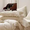 Sängkläder uppsättningar 4/7 st franska romantiska bröllop chic vit spetsuppsättning 1000tc egyptisk bomull ultra mjuk täcke täcke lakan kuddar