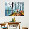 Fine Art Canvas Painting Inside The Rain Handcrafted Contemporary Artwork Landscape Wall Decoration