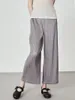 Женские штаны Miyake Plects Классическая серебряная шелковая гляшка плиссированные прямые брюки 2023 Летняя мягкая ткань широкая нога повседневная корейская женская одежда