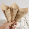 Dekoracja imprezy 50pcs Kraft Paper Musical Notes konfetti stożki uchwyt koktajle pudełka kwiatowe papierowe stożek urodzinowe przyjęcie weselne Dekoracja 230615