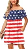 Designer Fsshion T-shirt pour femme sur l'épaule Robe d'été Drapeau patriotique Robes avec poches