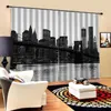 Cortina europea negro blanco edificio 3D cortinas impresión Digital puente para sala de estar dormitorio ventana cortinas personalizables cualquier tamaño