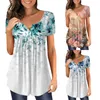 Women's T Shirts Women's Summer Top Casual Shirt V Neck Short Sleeve Button Up Ling Women