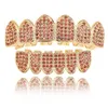 Nose Rings Studs Full Orange Color Cubic Zircon Fangs Teeth Top Bottom Grills Mouth Punk Caps Cosplay Party Rapper Hip Hop Jewelry 230614