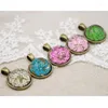 Pendant Necklaces Women Fashion Dried Flower Necklace Natural Pressed Round Chains Jewelry For