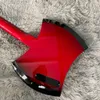 Anpassad precision 4 strängar Marcelin Red Panel Ax Bass Electric Guitar Neck Through Body, Chrome Hardware Red Top Black Edge Short Scale
