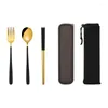 Dinnerware Sets High Quality 3Pcs Portable Chopsticks Fork Spoon Travel Cutlery Set Eating Tool Product Selling Household