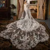 Modest Asymmetrical Hem Bridal Veils With Comb One Layere 3 Meters Wedding Veil Lace Appliques Mariages Hair Wear