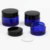 20g 30g 50g Cosmetic Jar Blue Glass Jar Cosmetic Lip Balm Cream Jars Round Glass Bottle with inner PP Liners Kfmvl