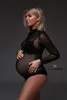 Топы для беременных Tees по беременным по ширину Боди черная сетка мягкая ткань Тело беременность беременная женщина растяжение кружево для выстрела PO 230614