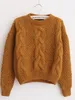 H.SA Kobiety swetry ciepłe pullover i skoczki Crewneck Mohair Pullover Twist Pull Skocznicy jesień 2021 Knitte swetry