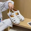 Sandales Maxdutti français Ins mode blogueur couleur rétro peau de vache romaine chaussures en cuir véritable été plat pour les femmes