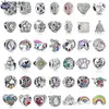 Pour les breloques pandora authentiques perles en argent 925 Dangle Color Unicorn Crystal Heart Clover Bead