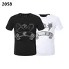 Phillip Plain Sommer Herren Totenkopf Strass T-Shirt Perlen Modedesigner Herren T-Shirt Top qp Brief Stickerei Herren Damen Kleidung Kurzarm T-Shirt 2058