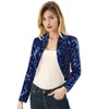 Women's Jackets 2023 Fashion Beads Autumn/Winter Colorful Sequins Long Sleeve Women's Coat INS