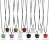 Pendant Necklaces Natural Stone Pendants Necklace Apple Shape Crystal Quartz Agate Wax Cord For Jewelry Party Gift