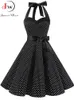 Vestidos casuales básicos Mujer Verano Lunares Vestido vintage Fiesta de moda Oficina Dama 50s 60s Rockabilly Big Swing Halter Ropa Túnica Vestidos 230615