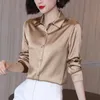Kadınlar bluz gömlekleri marka kalitesi lüks kadınlar gömlek zarif ofis düğmesi yukarı uzun kollu gömlekler momi ipek krep saten bluzlar iş bayanlar üst 230615