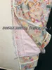 2023 Summer Pink Geometric Embroidery Cheongsam Dress Short Sleeve Stand Collar Panelled Midi Casual Dresses J3L125843