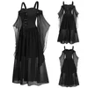 Party Dresses Women Gothic Halloween Chiffon Plus Size Cold Shoulder Butterflys Sleeve Cosplay Dress for Ladies Vestidos de Mujer