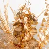 Dried Flowers Golden Artificial Plastic Maple Leaf Ginkgo Eucalyptus Holly Christmas Home Desk Wedding Party Decor Fake Plants Arrange