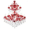 Ljuskronor Röd LED -ljuskronorbelysning lyxig europeisk stil Candle Crystal Home Decor Lobby Villa klädbutikslampa