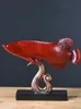 Decorative Objects Figurines Resin Golden Fish Simulation Animal Statue Arowana Modern Home Decoration Handicraft Furnishings Wealth Handmade 230614