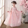 Girl's Dresses Hanfu girls spring and autumn children's costume dress 3-12 years old girl cherry blossom princess dress Chinese style child 230614