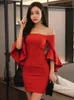 Casual Dresses Fashion Korean Elegant Women Evening Dress Sexy Off Shoulder Slim Mini Party Club Prom Birthday Lady Femme Mujer Vestidos