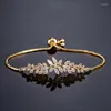 Link Armbanden JUNZI Fashion Leaf Zirconia Verstelbaar Voor Vrouwen Prachtige Elegante CZ Crystal Bruids Bruiloft Sieraden Verjaardagscadeaus
