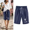 Shorts Ativo Feminino Estampa Floral Verão Estampas com Cordão Laço Praia Gravidez Para Nadar Cintura Alta