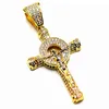 Diamant Jésus Pendentif Bijoux Hip Hop Lumineux Plaqué Or Pendentif Croix Glacé avec Mode Rappeur