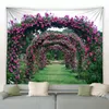 Arazzi Giardino cinese Paesaggio Arazzo Primavera Verde Bambù Ponte ad arco Natura Paesaggio Appeso a parete Casa Soggiorno Camera da letto Decor Mat 230615