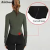 Women's T-Shirt Aiithuug Women Full Zip-up Yoga Top Workout Running Jackets with Thumb Holes Stretchy Fitted Long Sleeve Crop Tops Activewear 230615