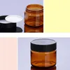 Amber Pet Plastic Cosmetic Jars Face Hand Lotion Cream Bottles With Black Screw Cap 60 ml 100 ml 120 ml LJBLA